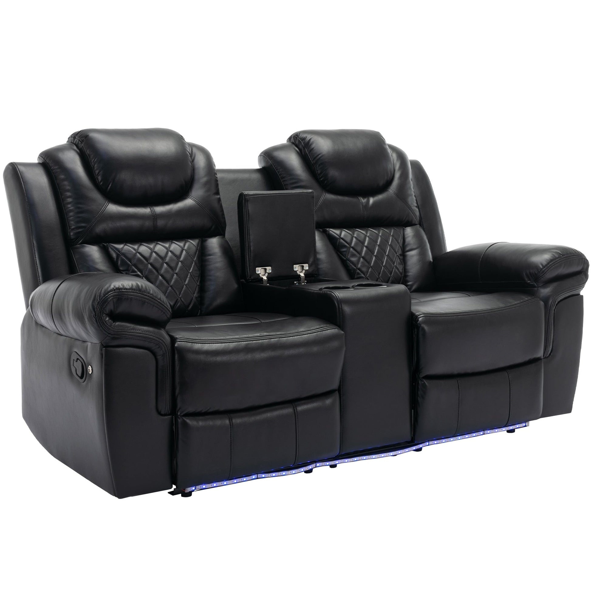 Home Theater Seating Manual Recliner Loveseat with Hide-Away Storage