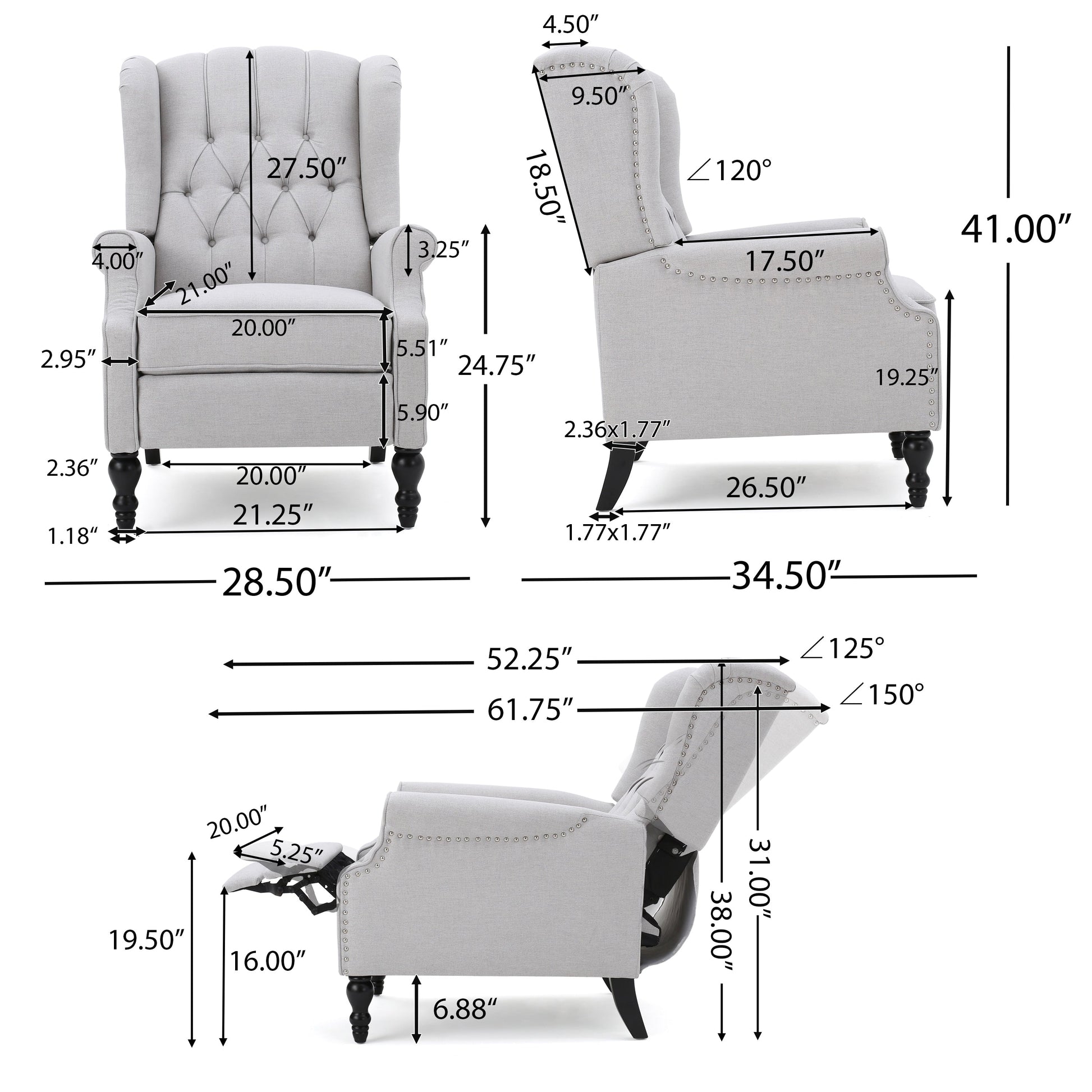 Walter Tufted Fabric Recliners (Set of 2) by Christopher Knight Home