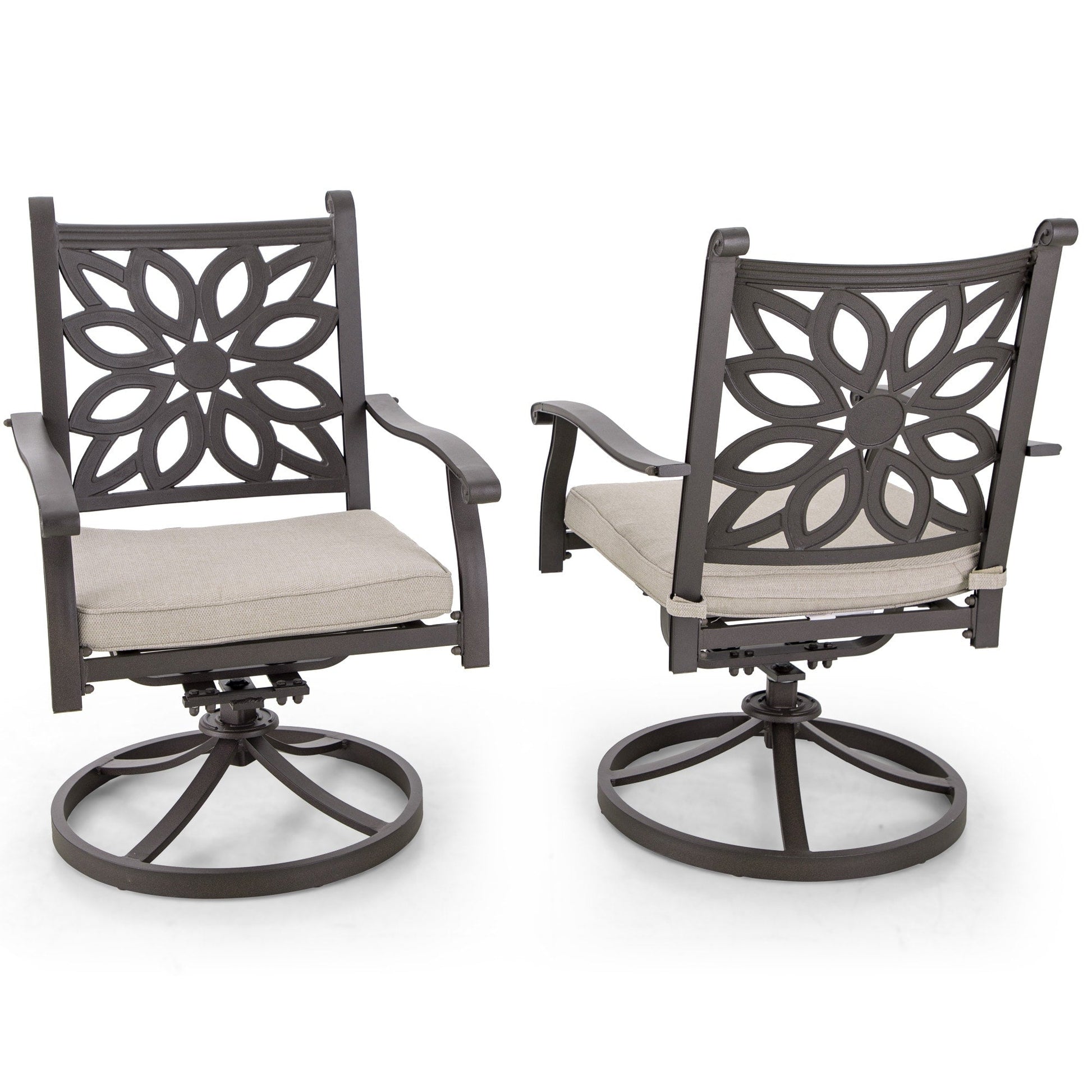 MAISON ARTS 7-Piece Cast Aluminum Patio Dining Set with Expandable Rectangular Table & 6 Cast Aluminum Chairs