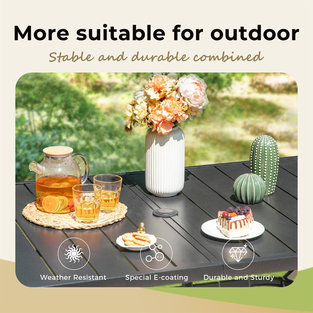 MAISON ARTS 8 PCS Patio Dining Set with 13ft Patio Umbrella