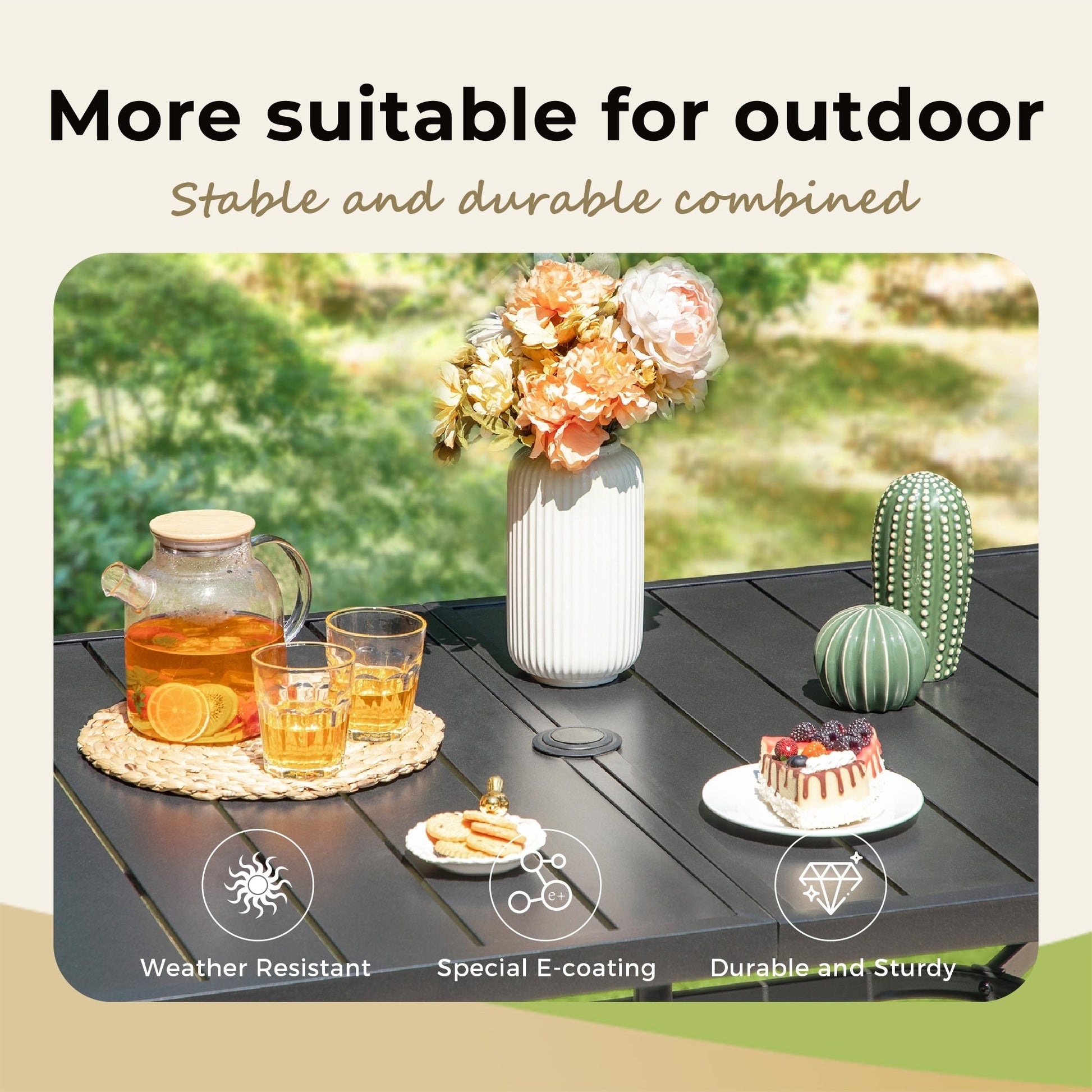 MAISON ARTS 8 PCS Patio Dining Set with 13ft Patio Umbrella