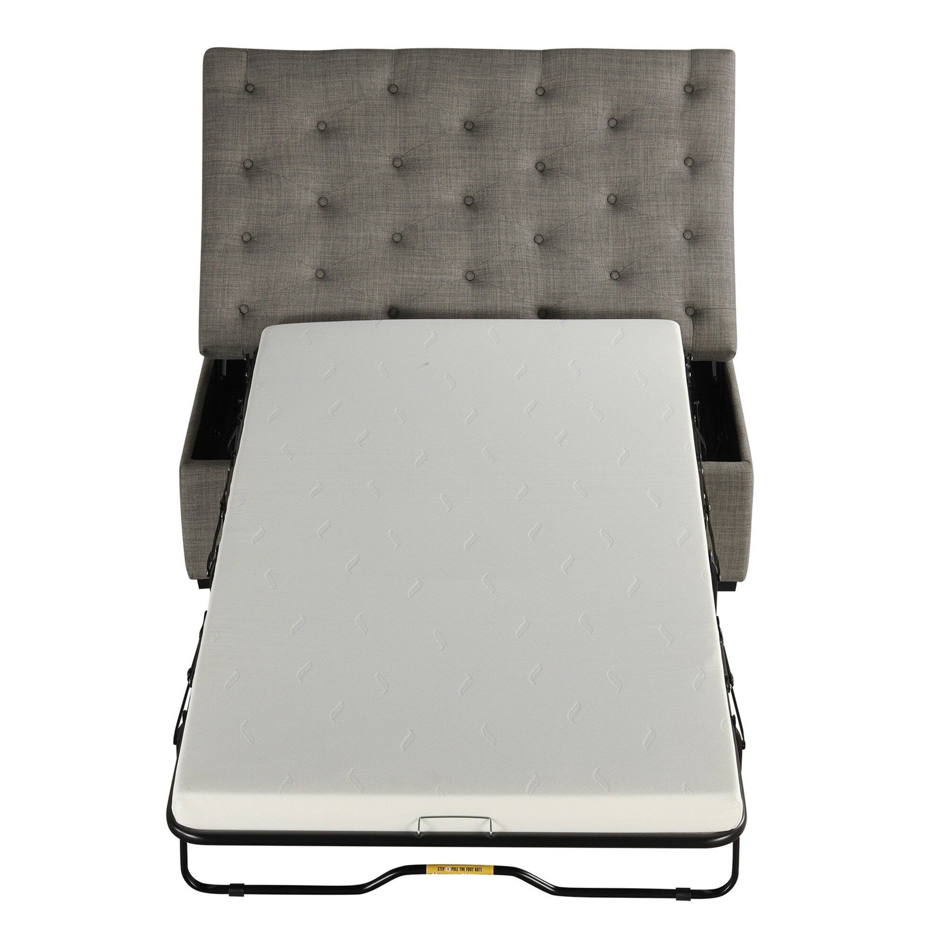 Folding Sofa Bed, 49.6 Ottoman with a Folding Sofa Bed, Convertible Ottoman Sleeper with Memory Mattress and Tufted Design