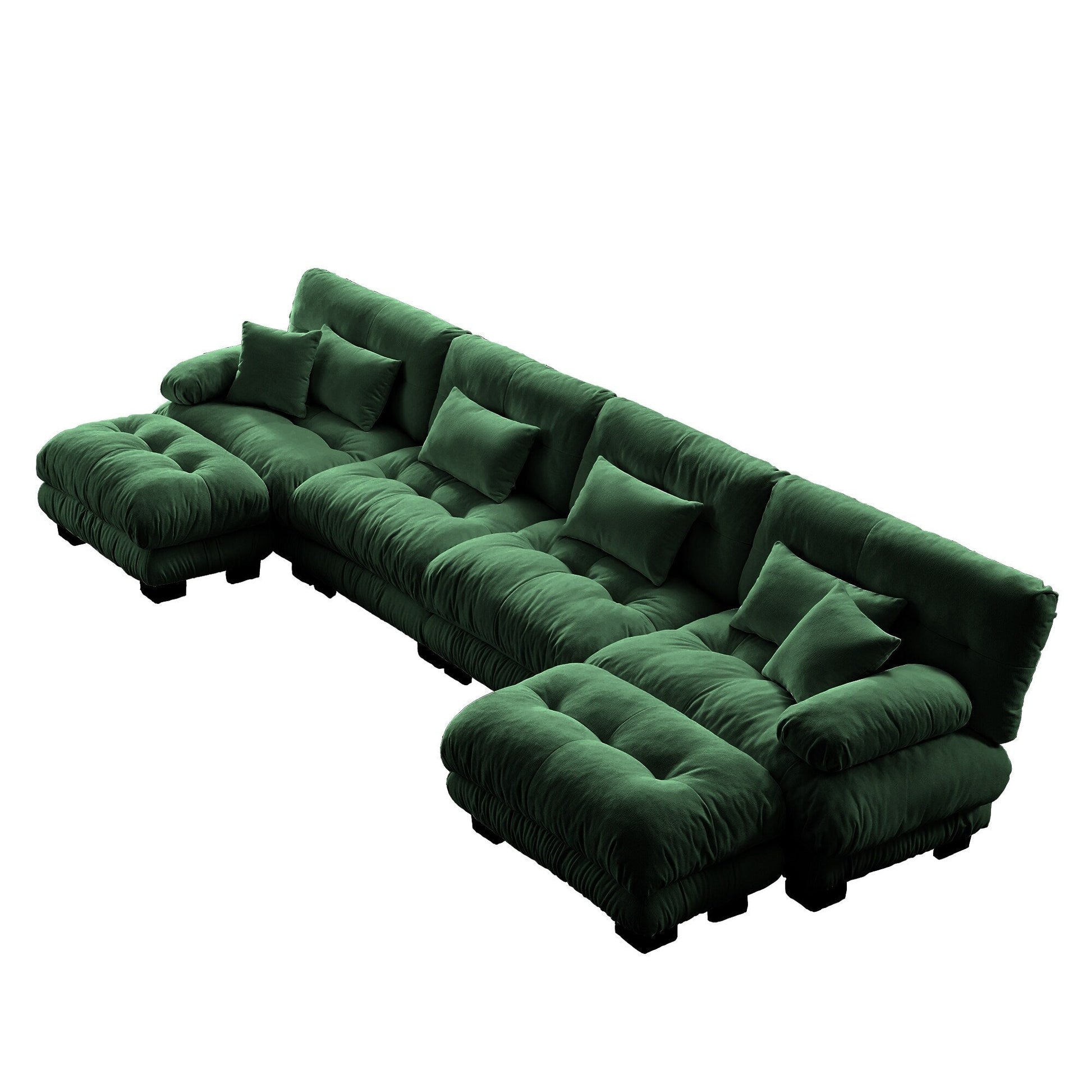 Free Combination Modular Chenille 4-Seater Sectional Sofa with 2 Ottomans and Pillow for Living Room