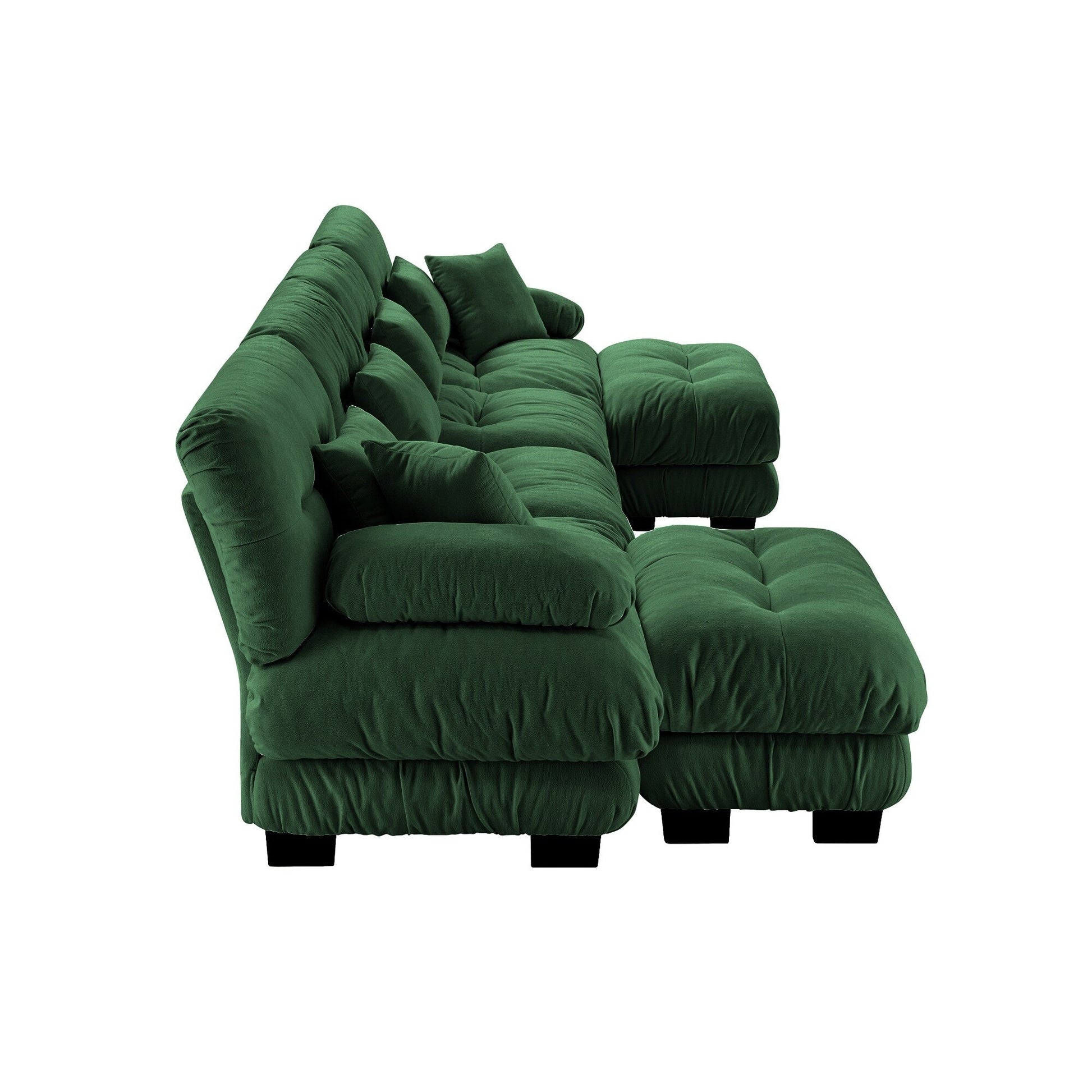 Free Combination Modular Chenille 4-Seater Sectional Sofa with 2 Ottomans and Pillow for Living Room