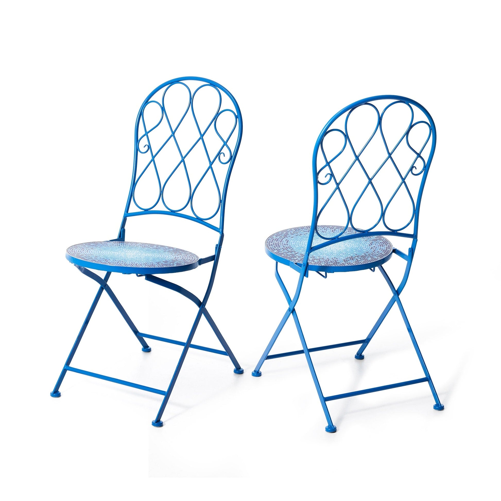 Glitzhome Outdoor Metal Folding Bistro Set 3PCS Patio Table Chairs