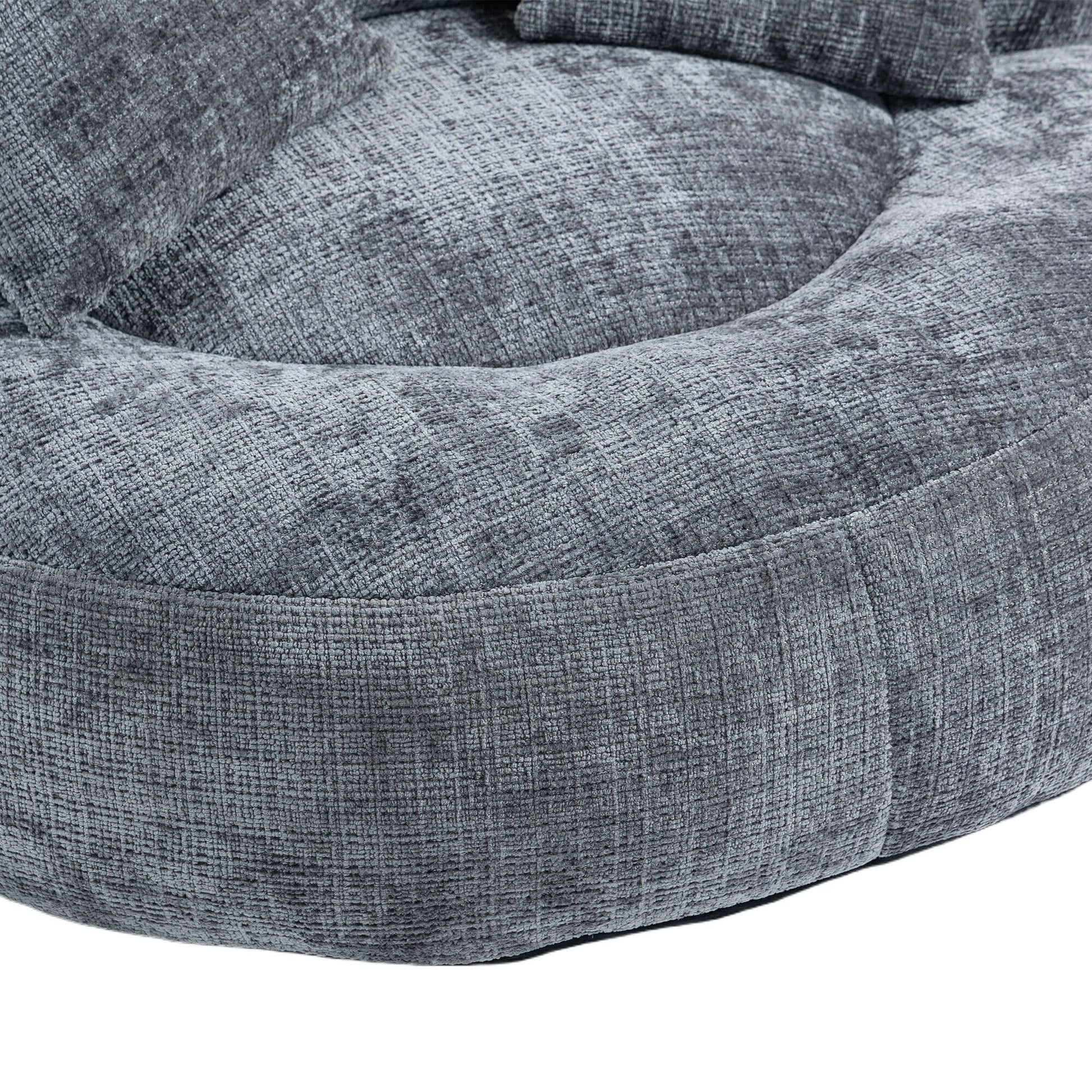 Gray Oversized 42.52 Chenille Lazy Bean Bag Single Sofa with Three Pillows for Bedroom