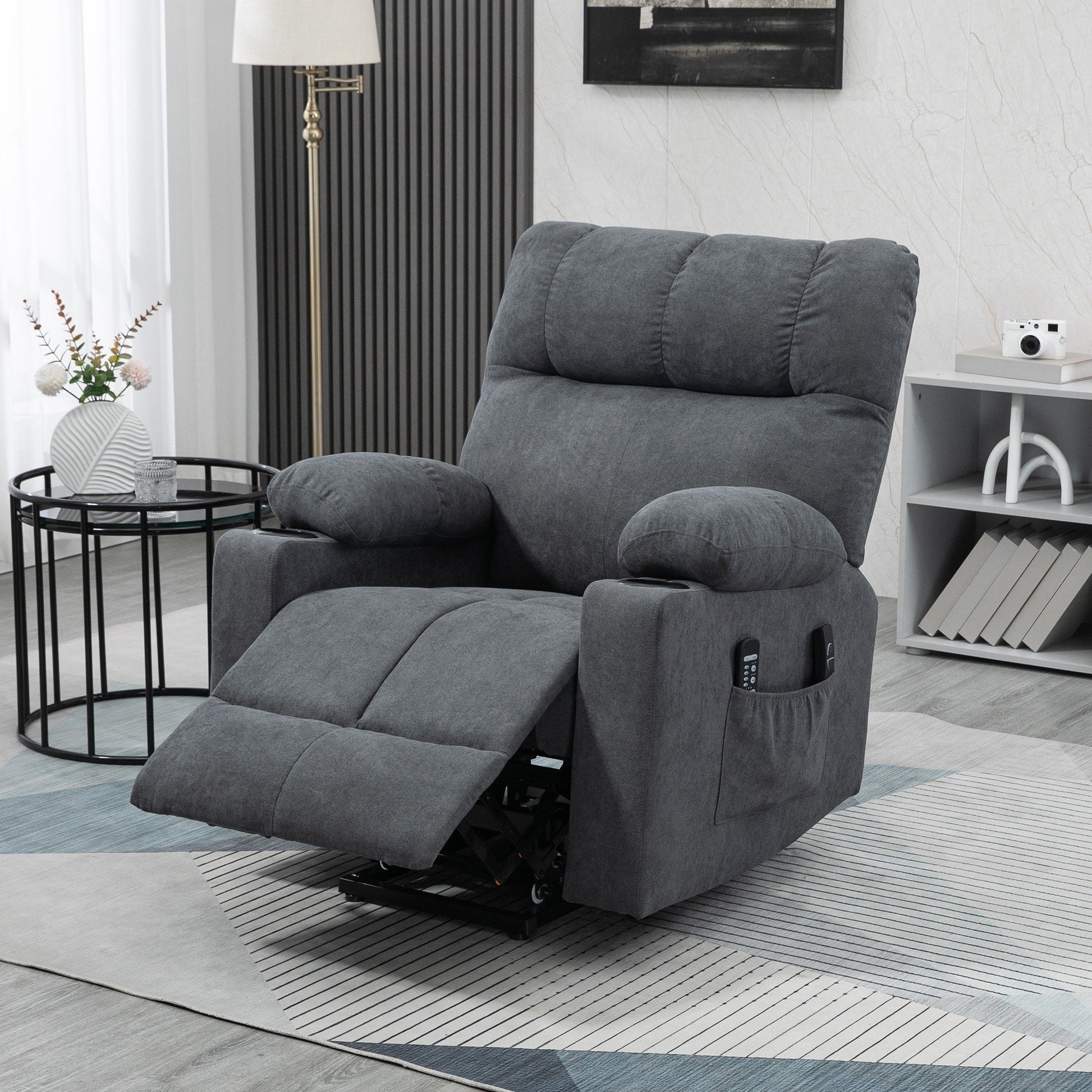 HOMCOM Electric Power Lift Chair Recliners for Elderly, Oversized Living Room Recliner Chair with Remote Control