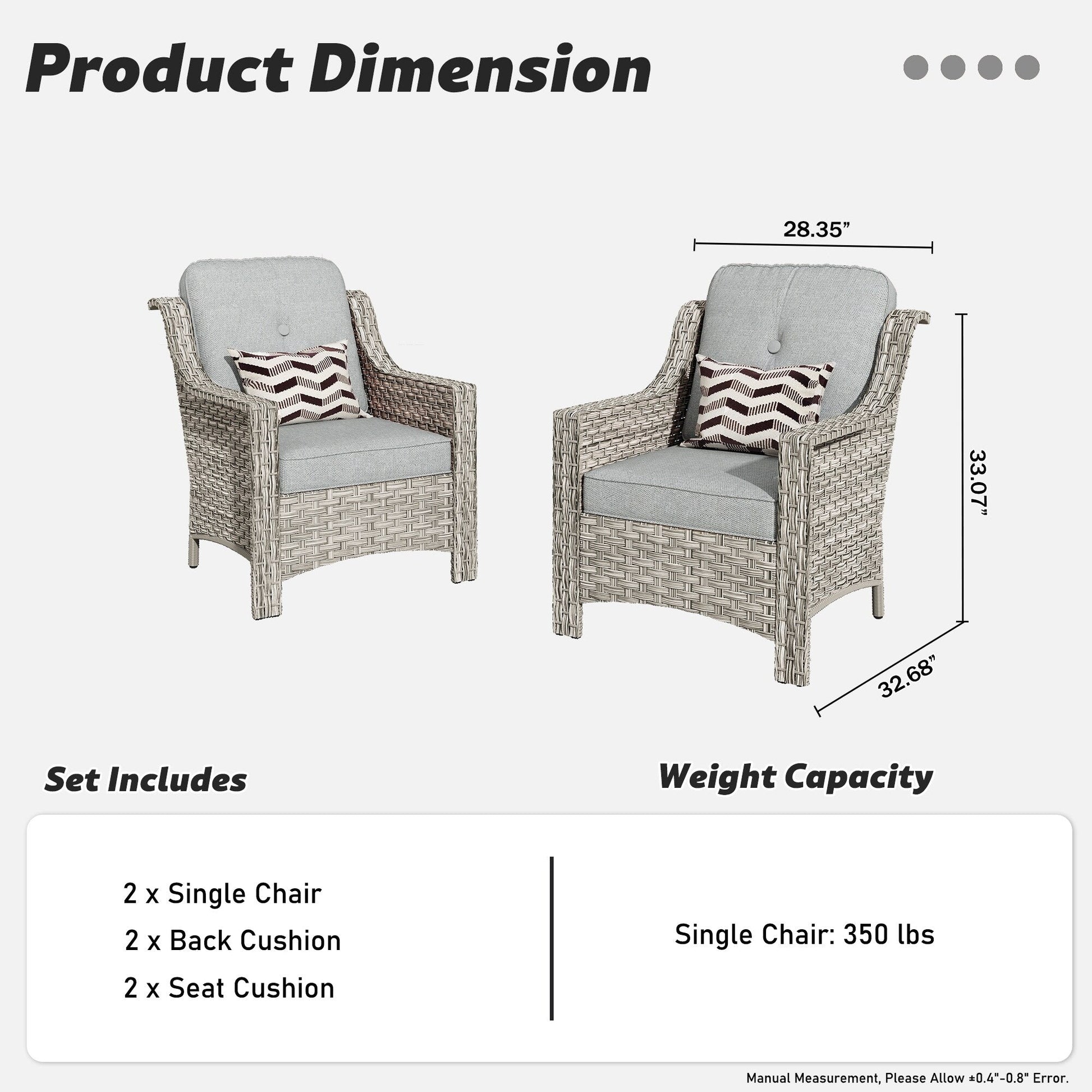 HOOOWOOO 2-piece High Back Wicker Rattan Outdoor Patio Chair Set