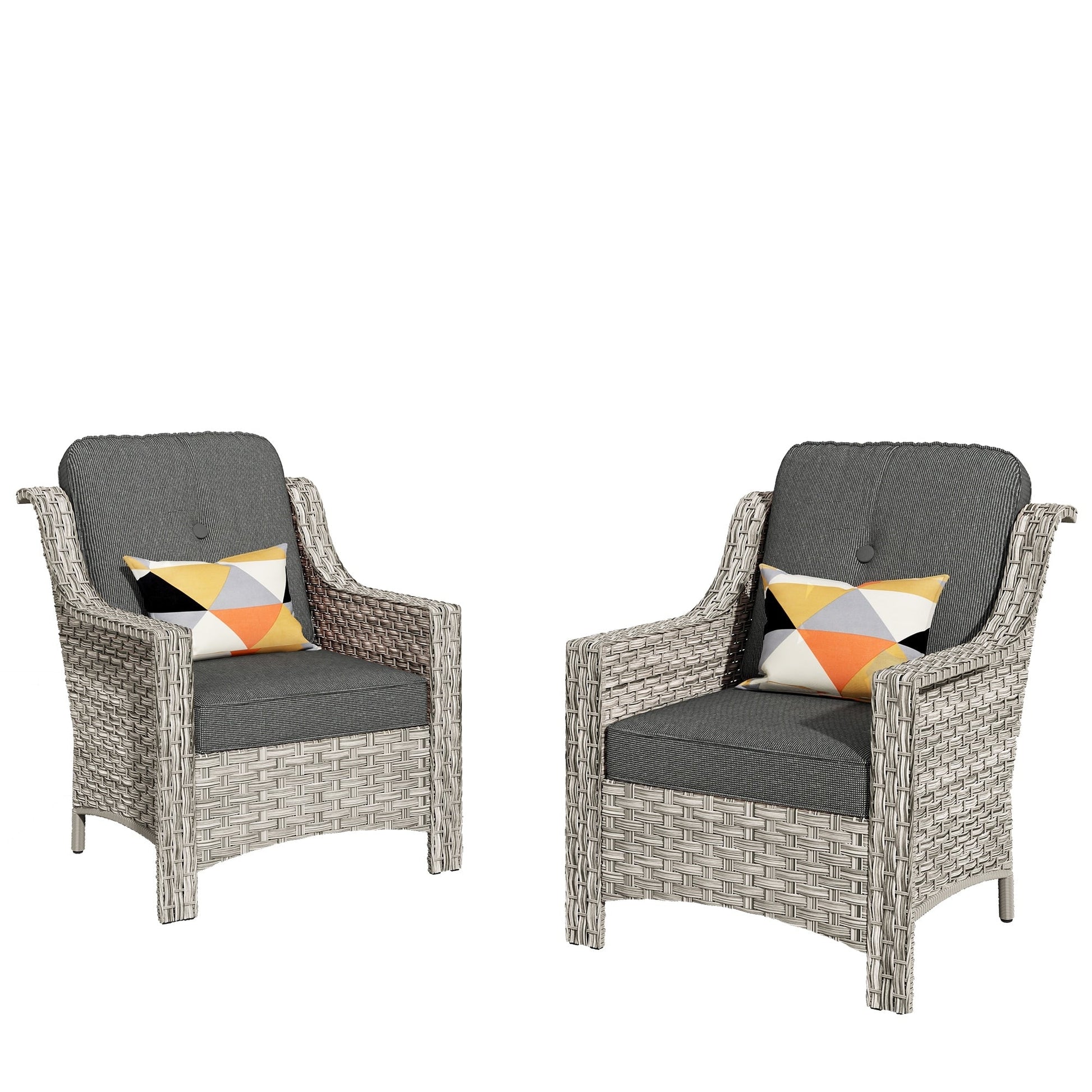 HOOOWOOO 2-piece High Back Wicker Rattan Outdoor Patio Chair Set