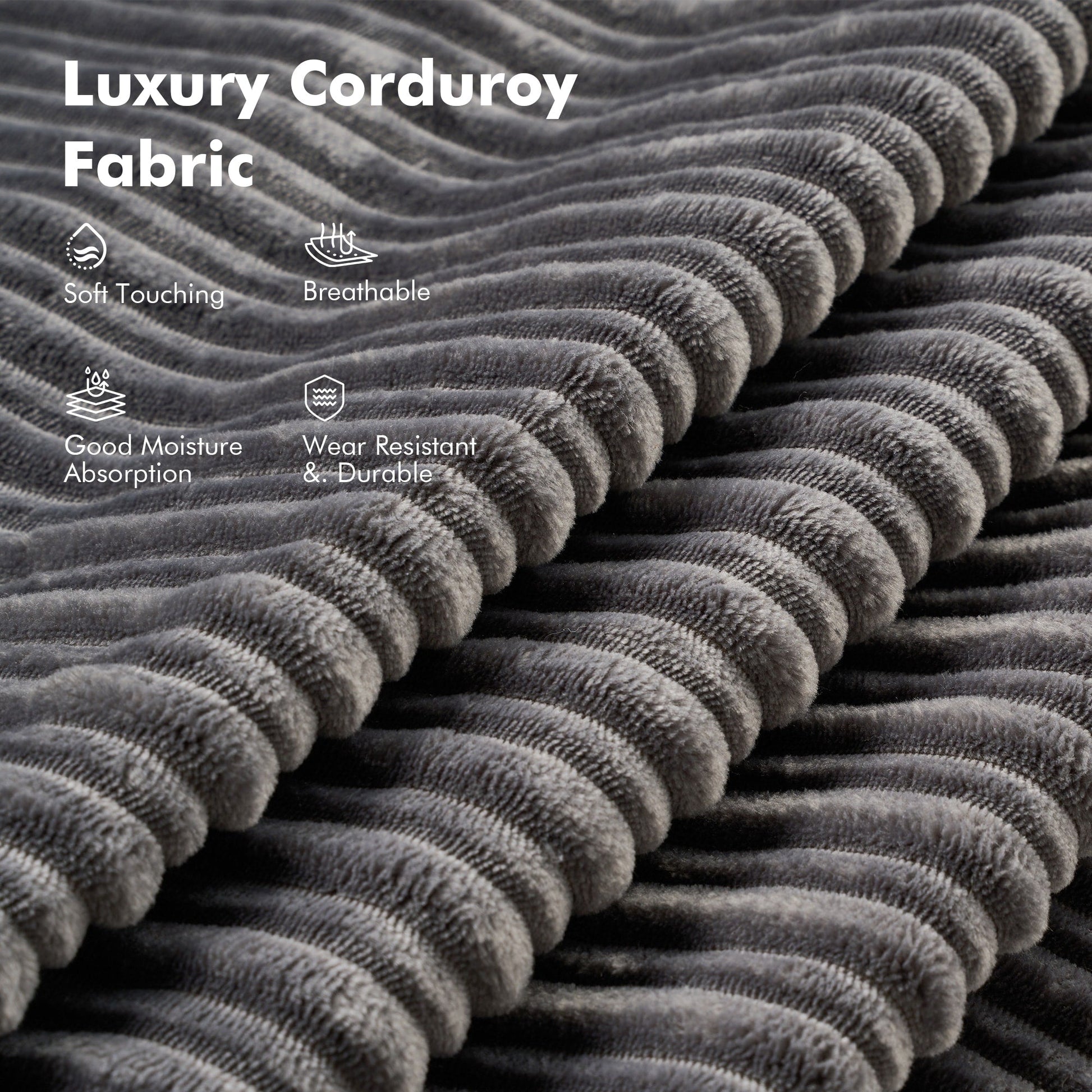 HOOOWOOO Modern Corduroy Fabric Folding Sofa Couch