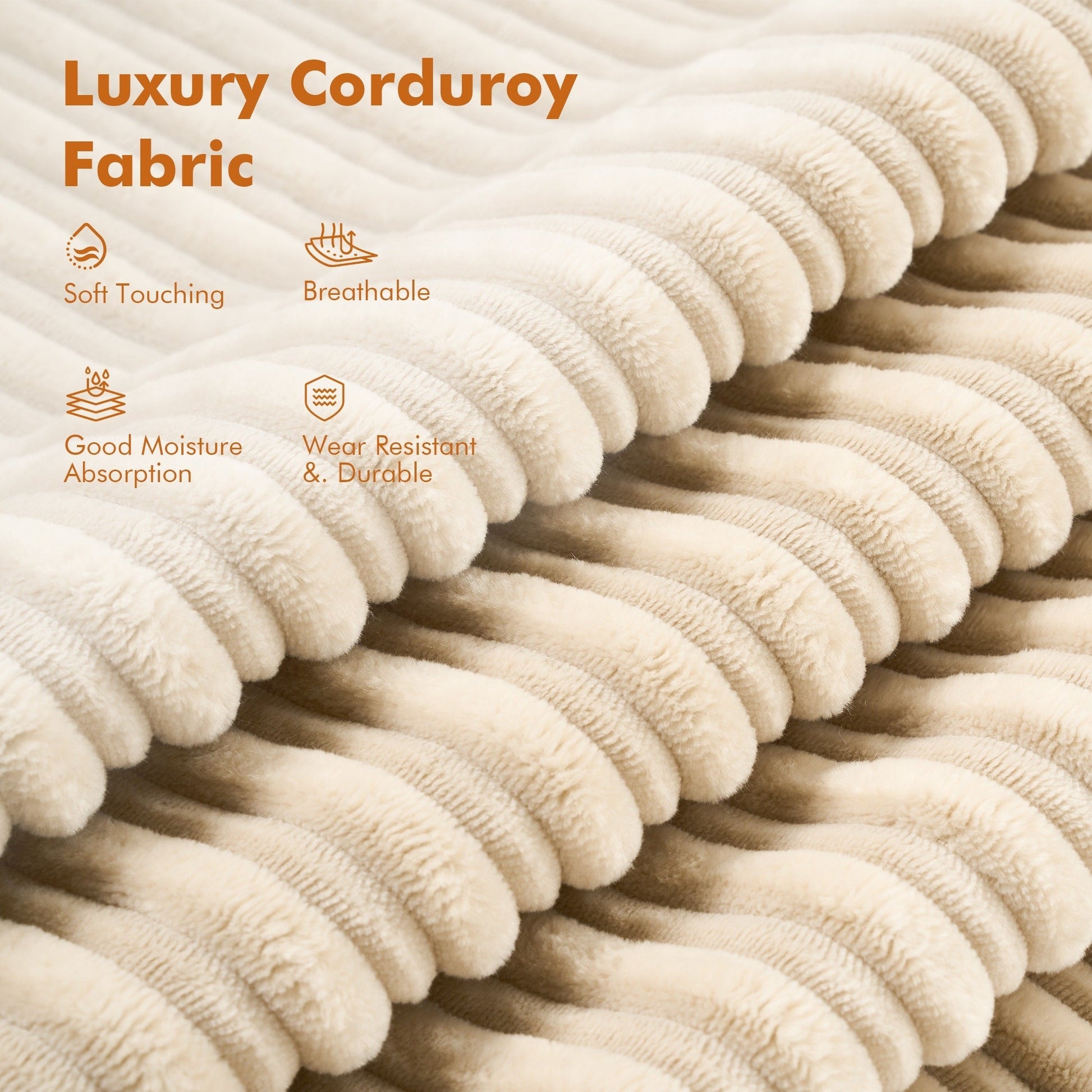 HOOOWOOO Modern Corduroy Fabric Folding Sofa Couch