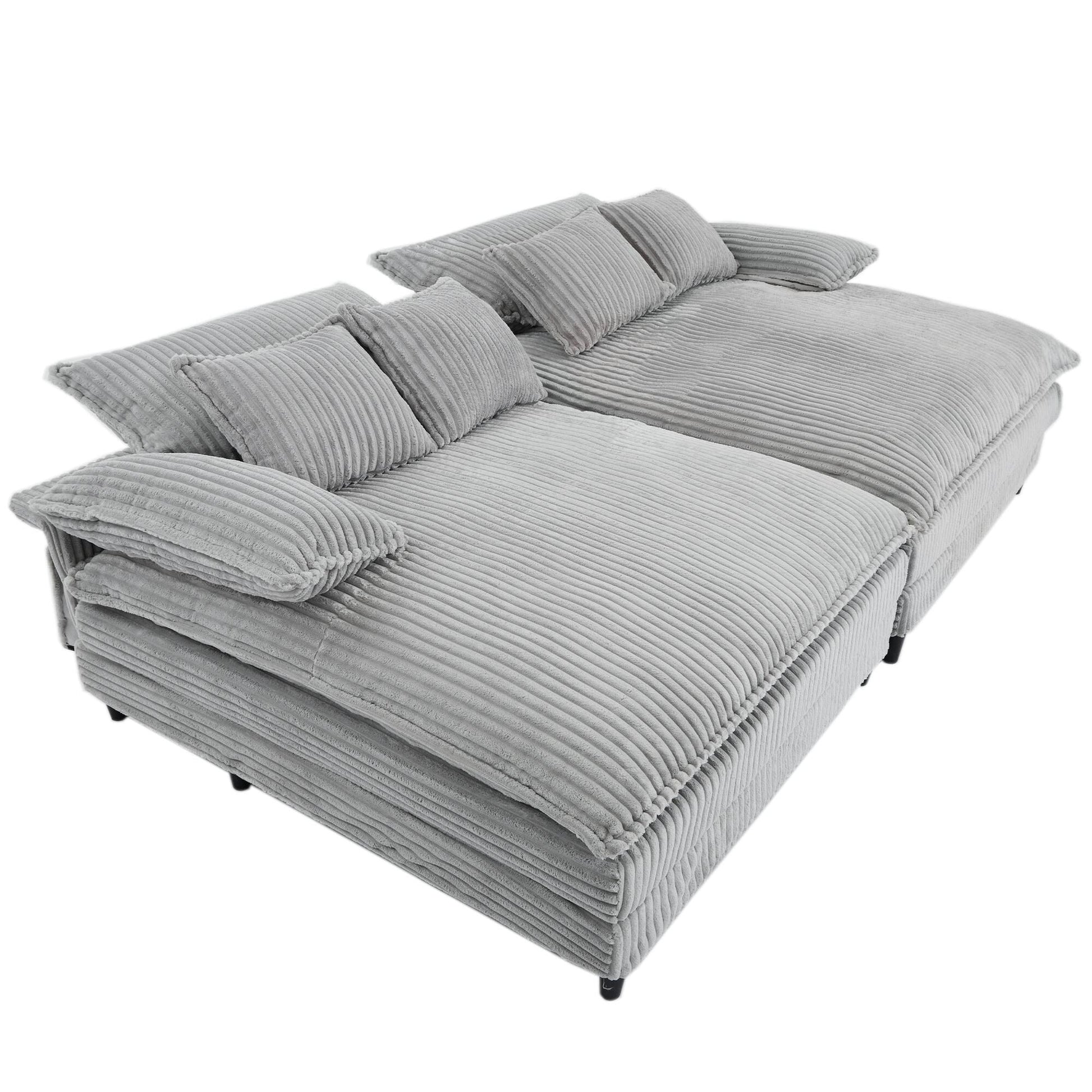 Harmonia 109 W Oversized Corduroy Sofa Bed, Deep Seat Double Lounge Chaise with 4 Pillows