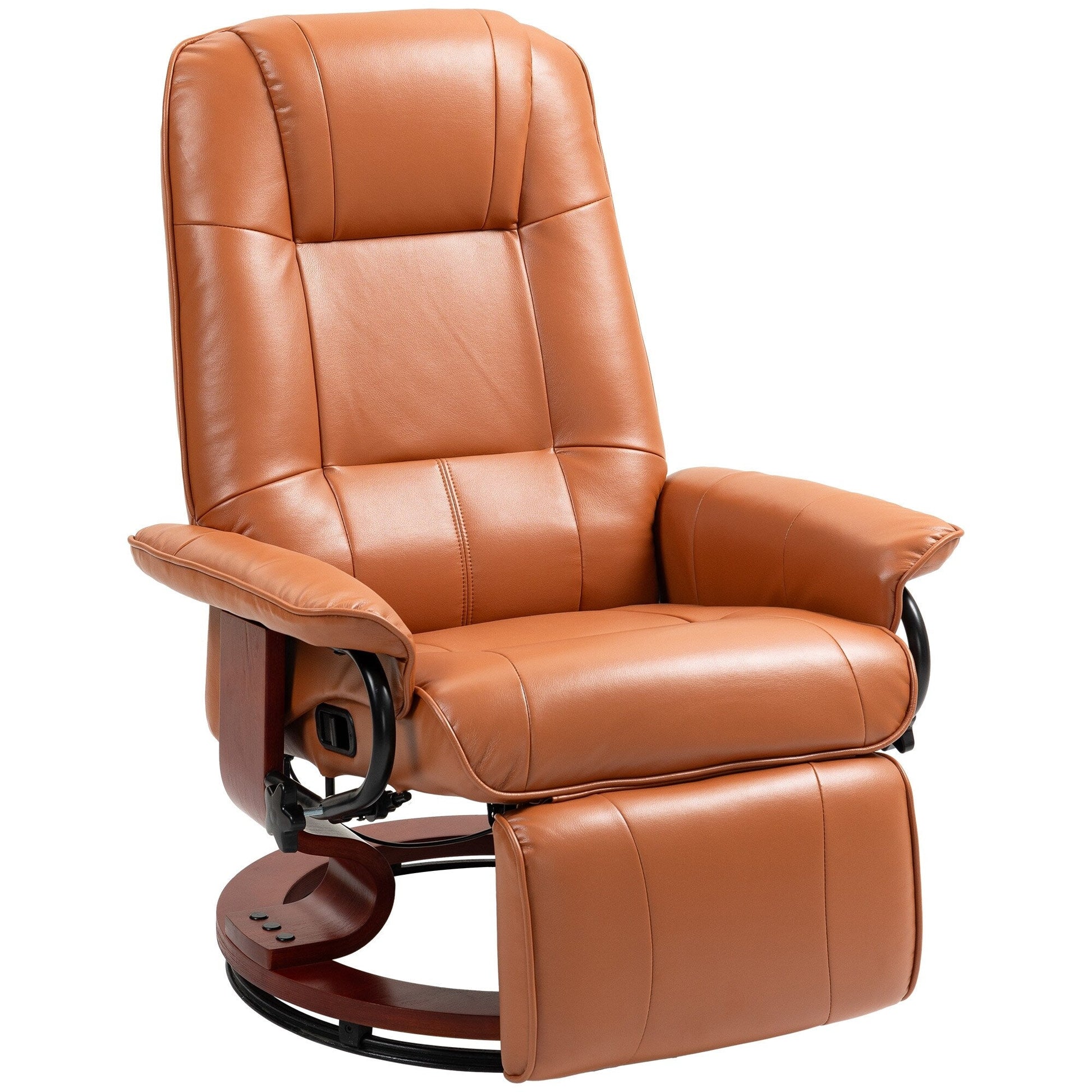 HomCom Faux Leather Adjustable Manual Swivel Base Recliner Chair with Comfortable and Relaxing Footrest