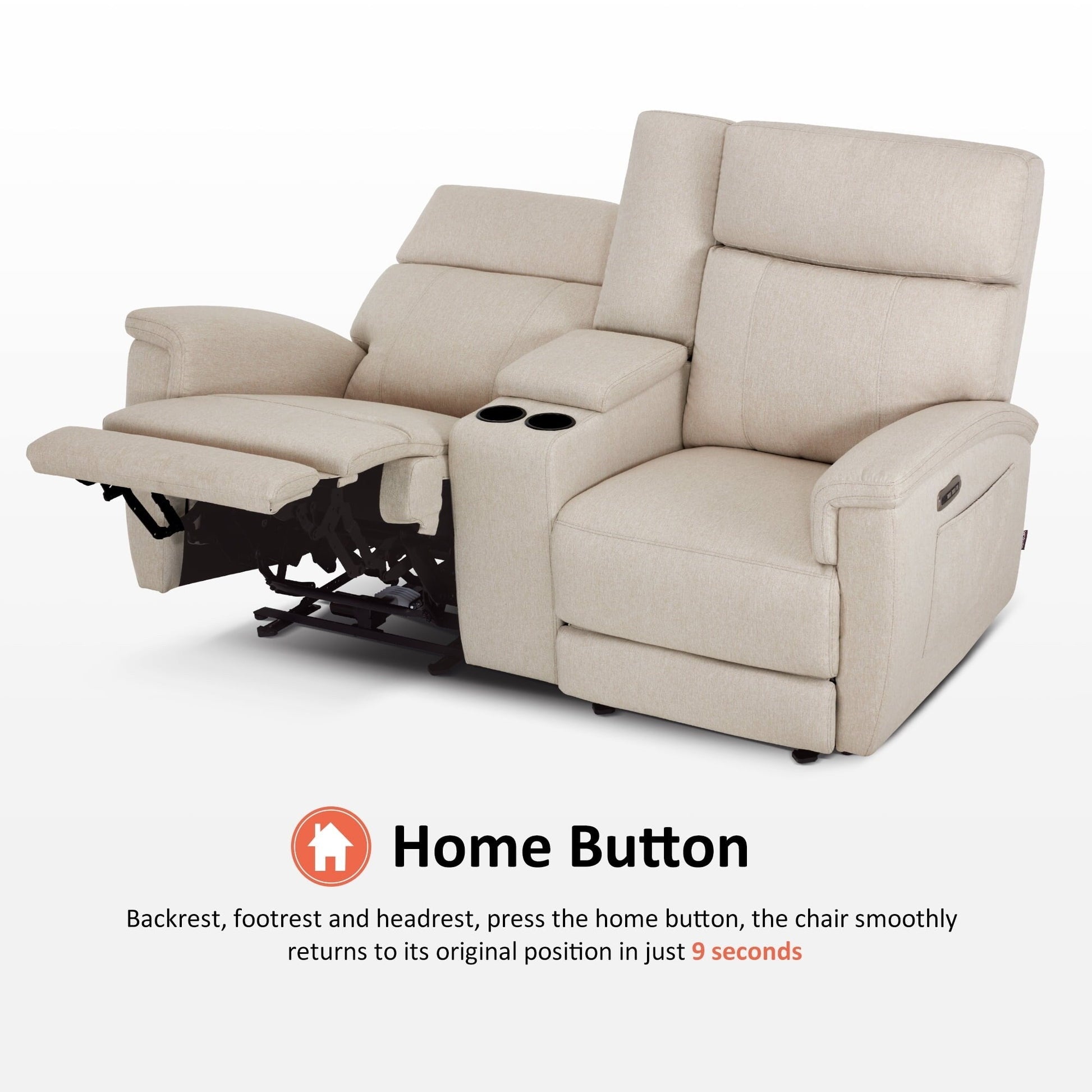 MCombo 60.2 Power Loveseat Recliner Sofa with Massage and Dual Heating, Adjustable Headrest, USB & Type C Port, Fabric