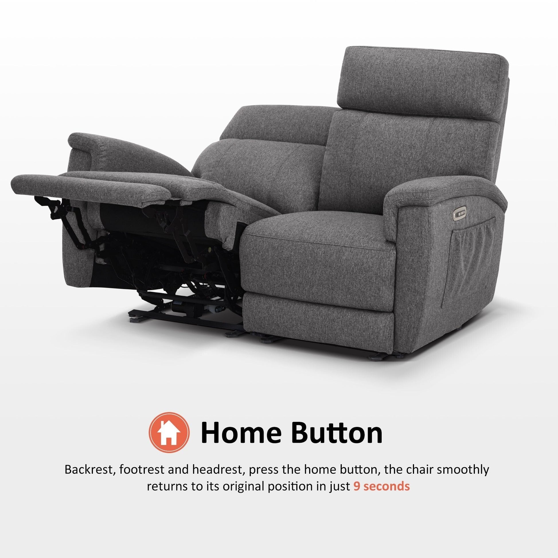 MCombo 60.2 Power Loveseat Recliner Sofa with Massage and Dual Heating, Adjustable Headrest, USB & Type C Port, Fabric