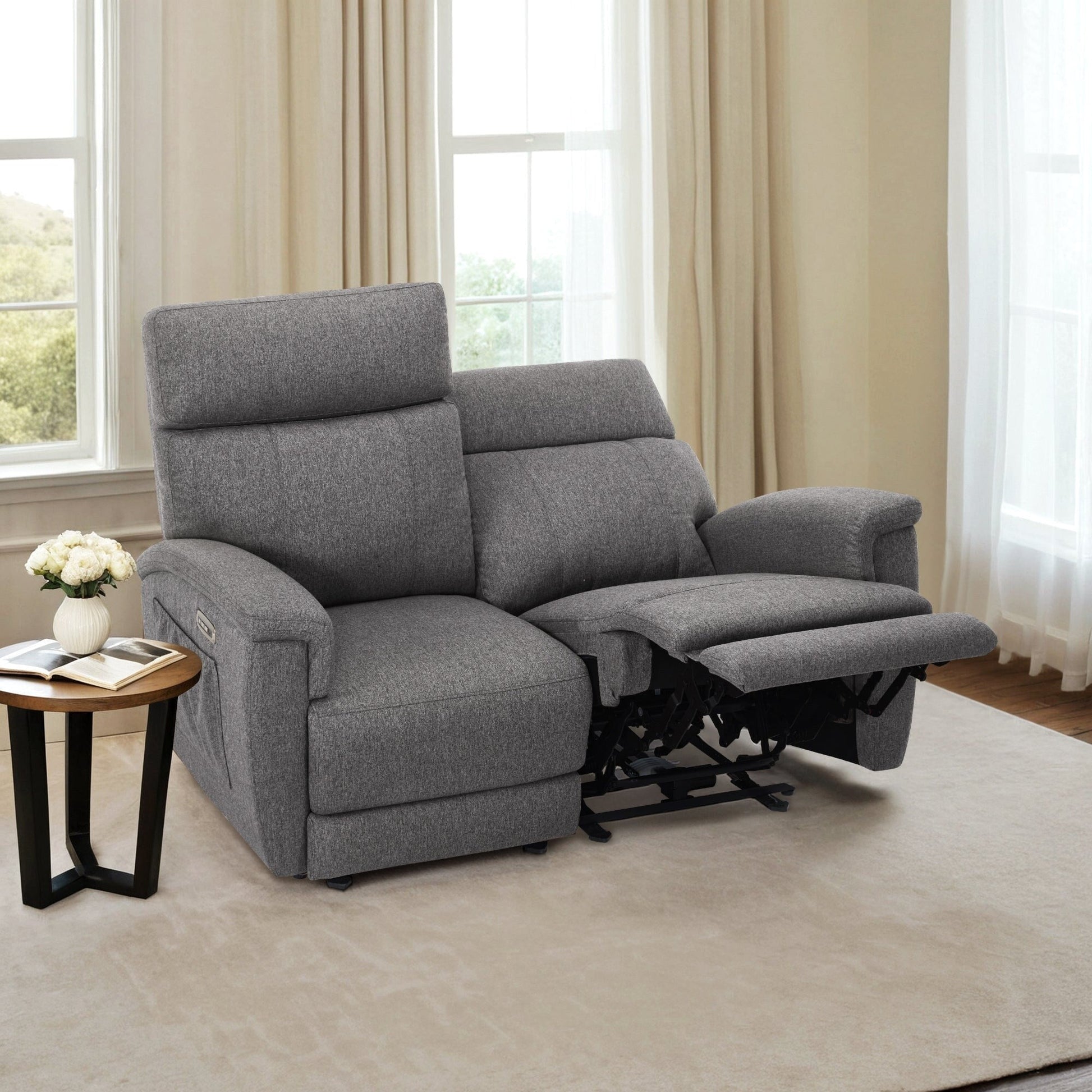 MCombo 60.2 Power Loveseat Recliner Sofa with Massage and Dual Heating, Adjustable Headrest, USB & Type C Port, Fabric