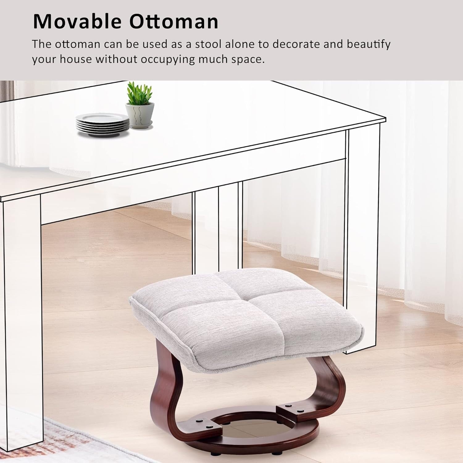 MCombo Set of 2 Swivel Recliner with Ottoman and Neck Pillow,Chenille Fabric