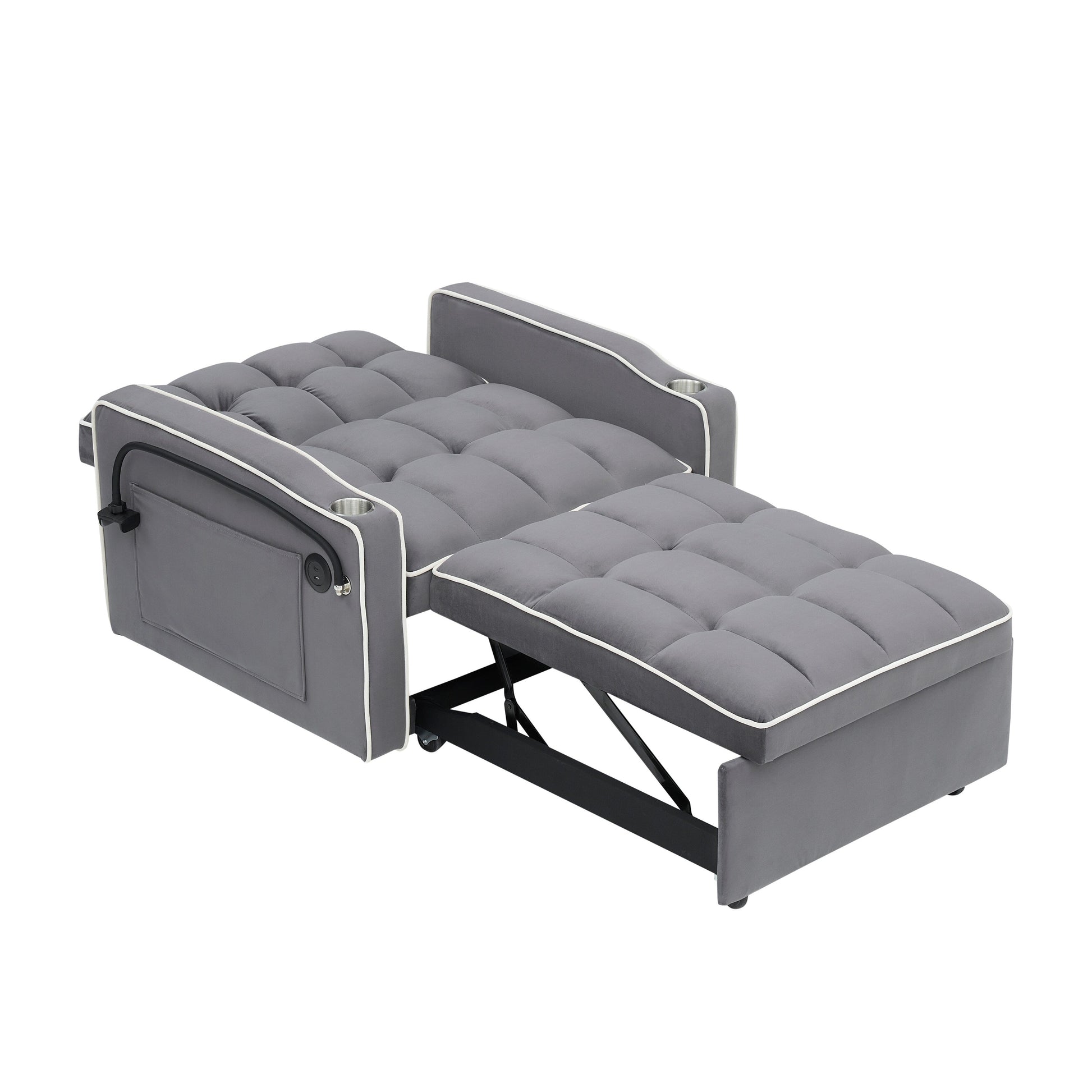 Modern 70.86 3 in 1 Single Convertible Sofa Bed with Adjustable Back and USB Charging Port for Living Room