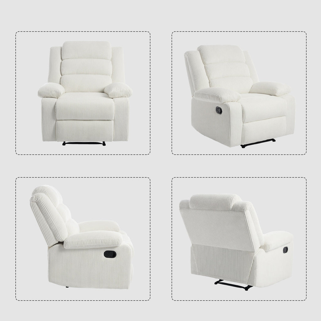 Modern Corduroy Manual Recliner Chair, Lounger Adjustable Recliners with Wide Armrest