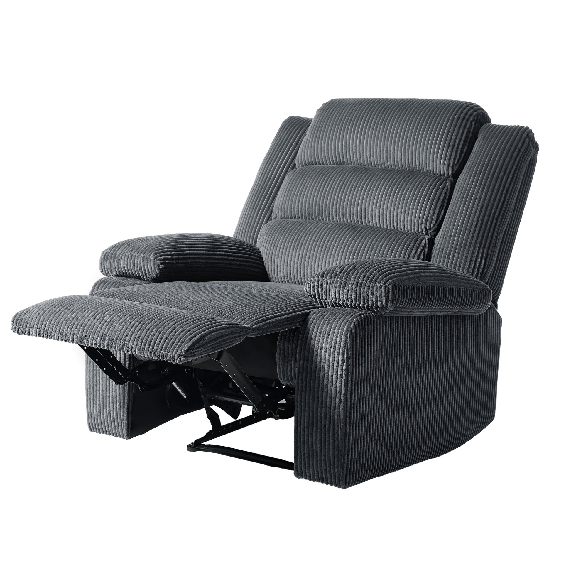 Modern Corduroy Manual Recliner Chair, Lounger Adjustable Recliners with Wide Armrest
