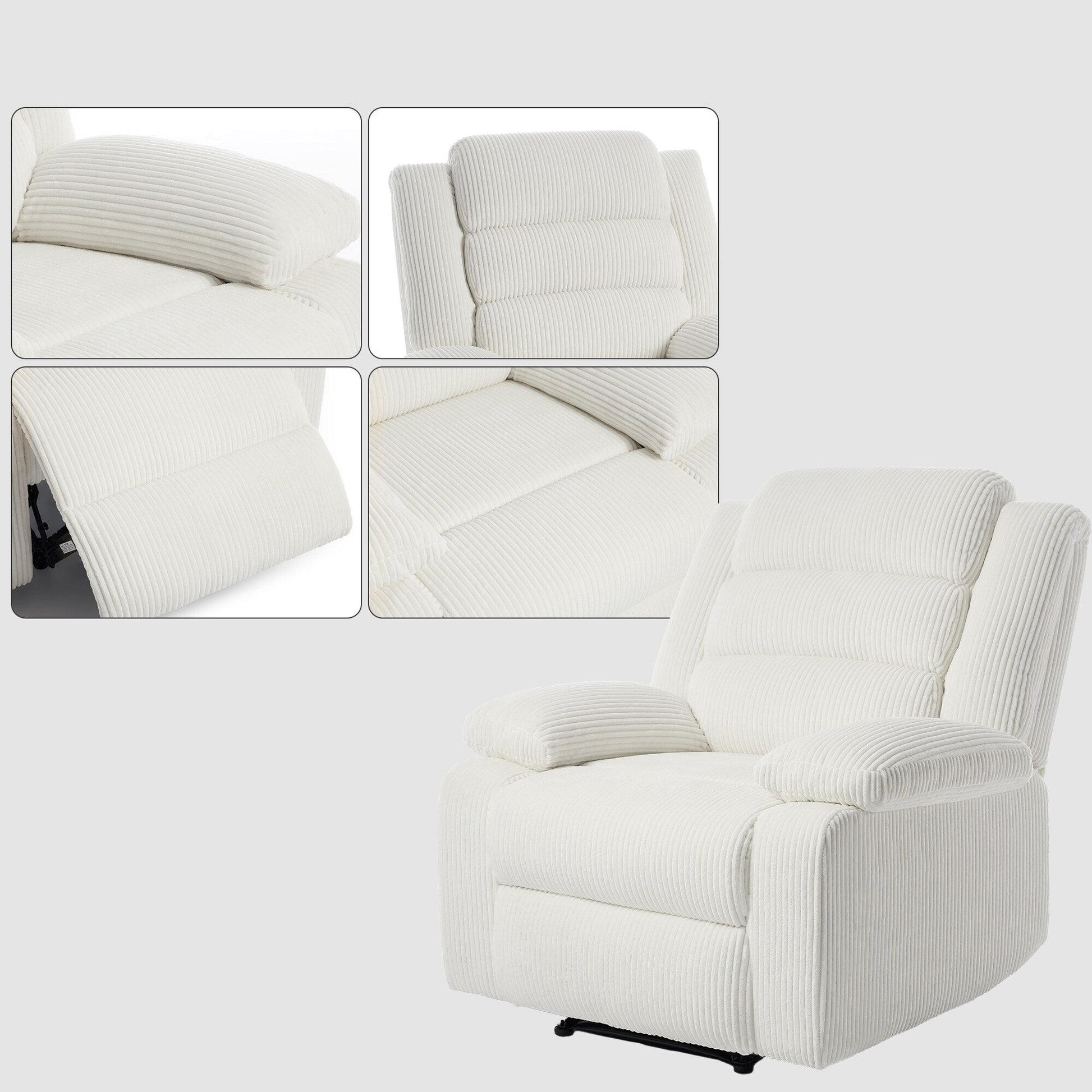 Modern Corduroy Manual Recliner Chair, Lounger Adjustable Recliners with Wide Armrest