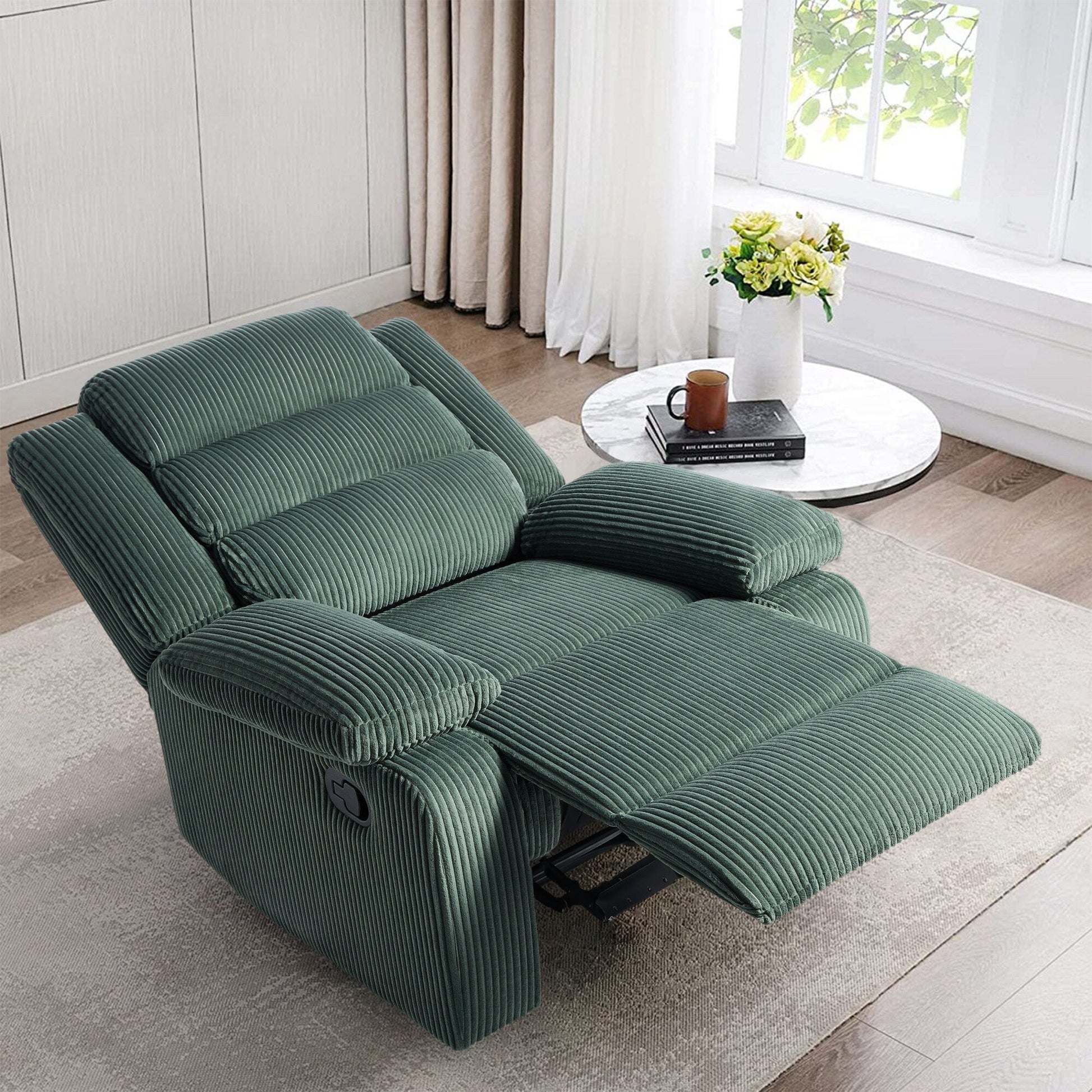 Modern Corduroy Manual Recliner Chair, Lounger Adjustable Recliners with Wide Armrest