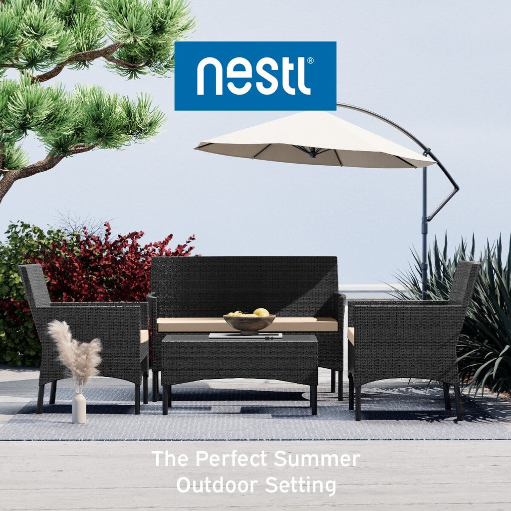 Nestl 4 Piece Wicker Patio Furniture Set - Outside Patio Conversation Set