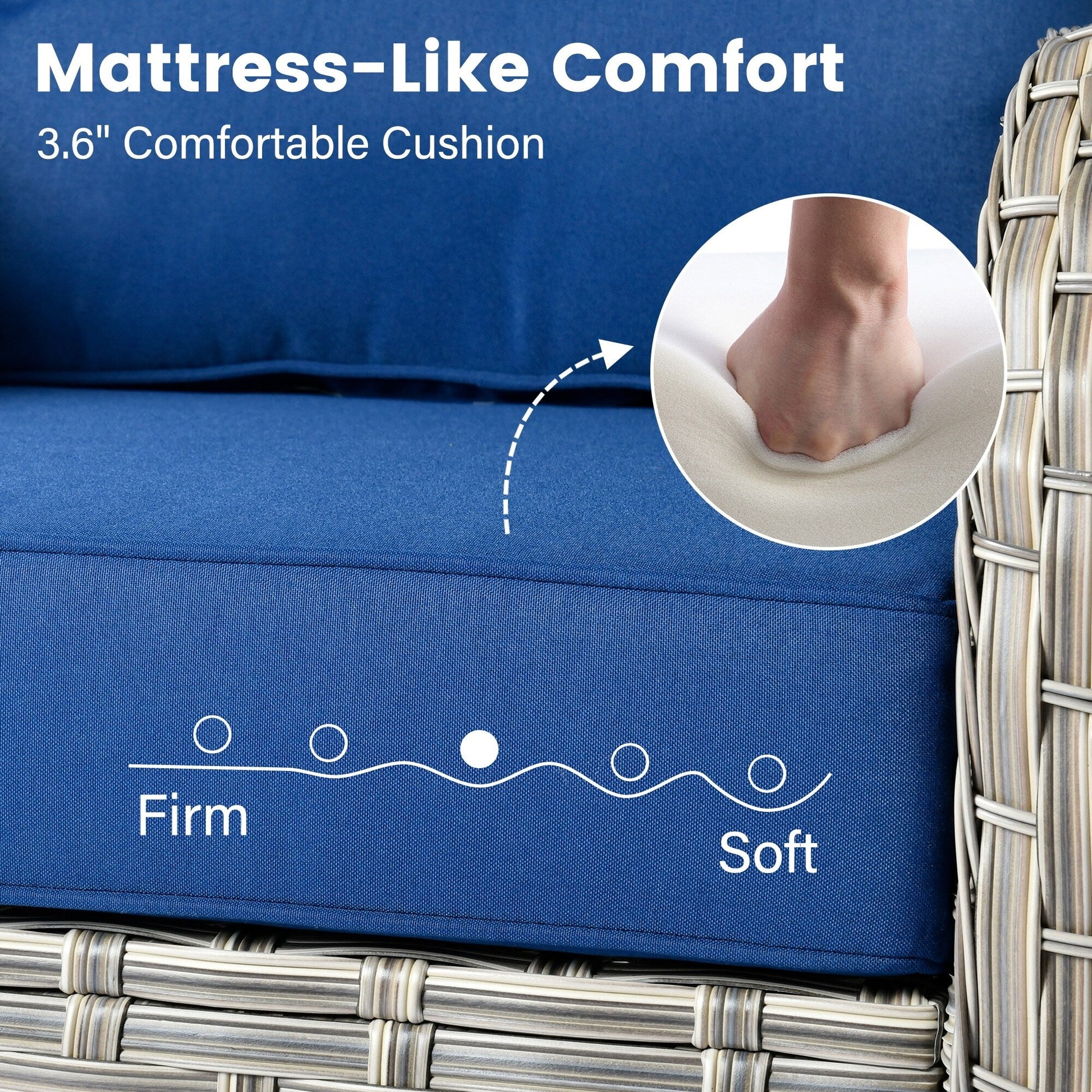 OVIOS 9 Pieces Outdoor Wicker Swivel Chair Set With Fire Table